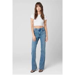 BLANKNYC High Rise Mini Flare Jeans Size 26 Slit Hem Anthro Style